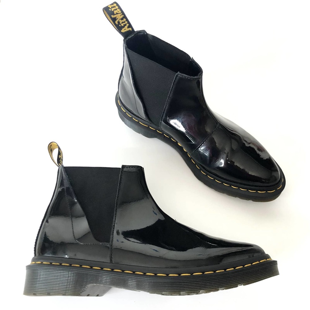 Dr. Martens Black Patent Leather Bianca Pointed Toe Chelsea Boot Women's…